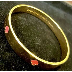 Vintage Kate Spade New York Gold-Tone Red/Pink Enamel Bangle Bracelet 2.75”W